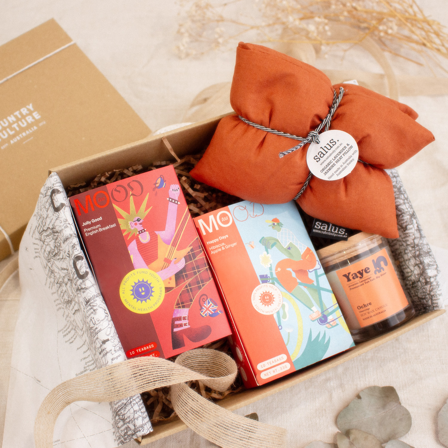 Relax and Heal Gift Hamper - shown displayed in our Signitature Gift Box 