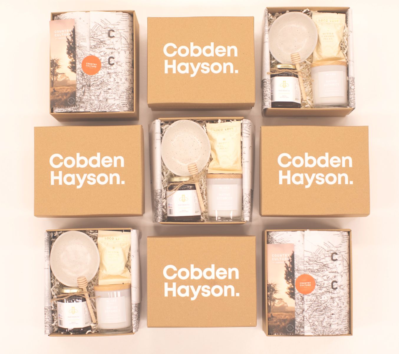 Photo of a group of Cobden and Hayson Gift Hampers