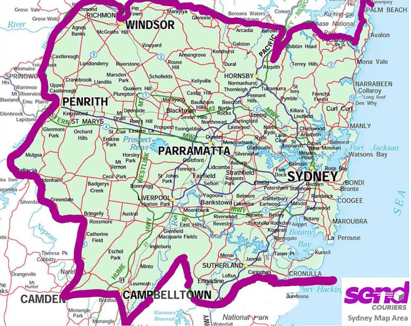 Sydney metro map delivery area