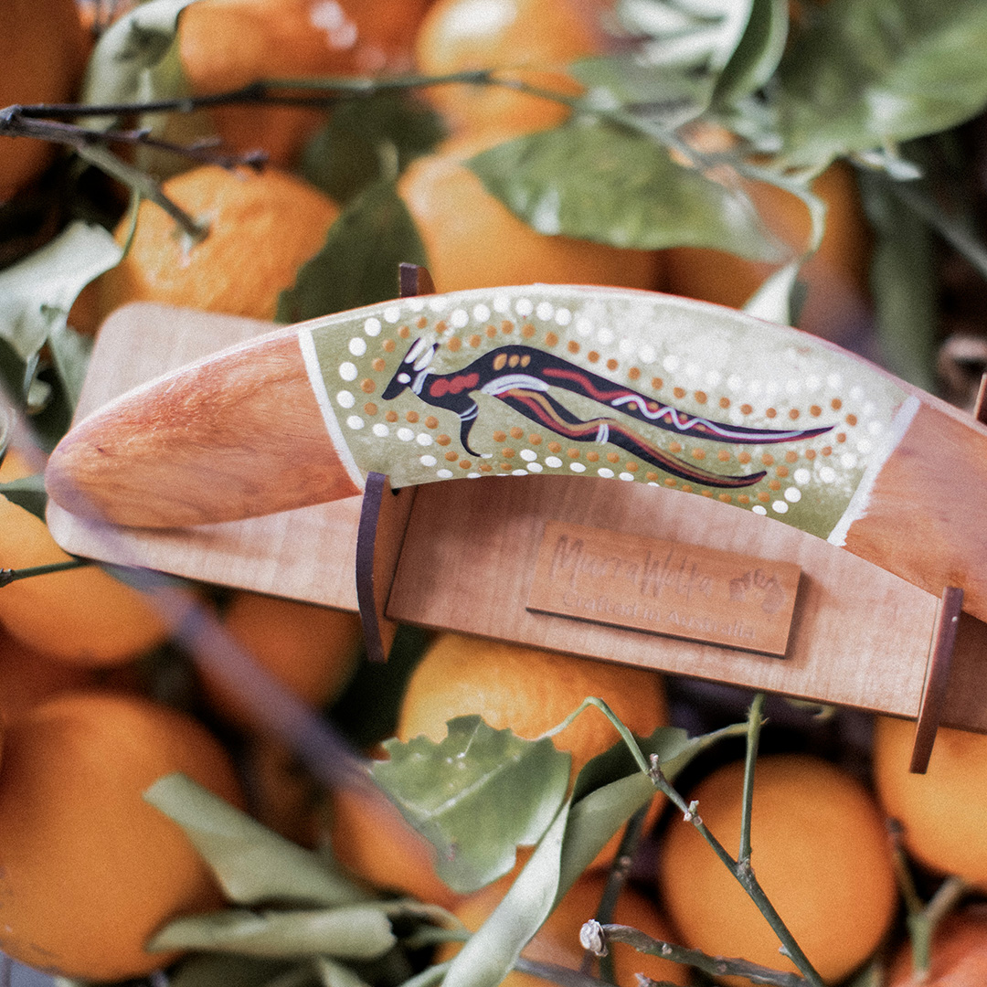 ethical indigenous souvenir, wooden boomerang