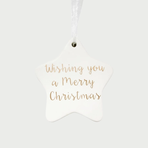 Wishing You a Merry Christmas Ceramic Star Ornament