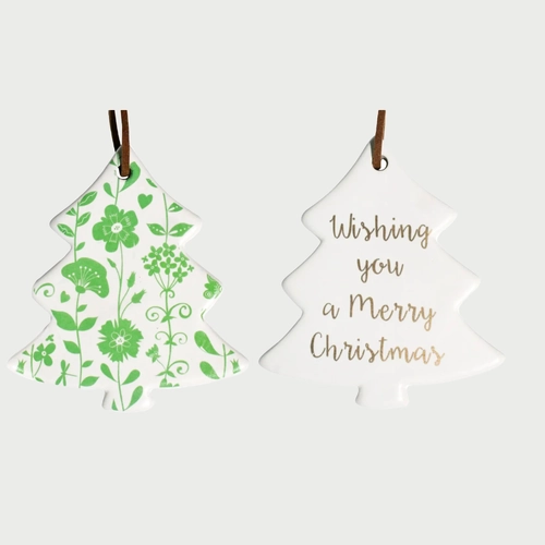 Wishing you a Merry Christmas Ceramic Tree Ornament