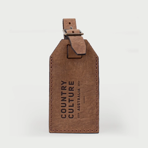 Hand-Stitched Tan Leather Luggage Tags