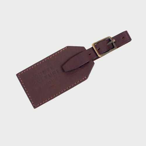 Chocolate Brown Leather Luggage Tag