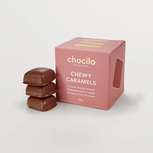 Chewy Caramels Covered in Milk Chocolate Gift Cube