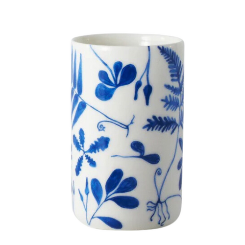Blue Botanical Ceramic Tumbler